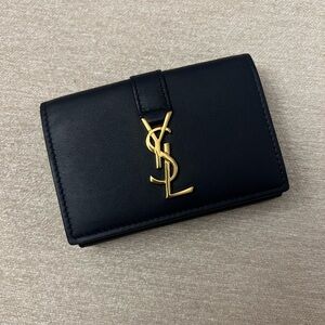 Saint Laurent Blue Wallet with Gold Detail